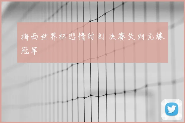 梅西世界杯悲情时刻 决赛失利无缘冠军